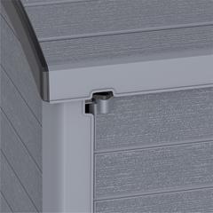 Cosmoplast Cedargrain Plastic Small Storage Shed W/Arc Lid (1200 L, Dark Grey)