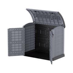 Cosmoplast Cedargrain Plastic Small Storage Shed W/Arc Lid (1200 L, Dark Grey)