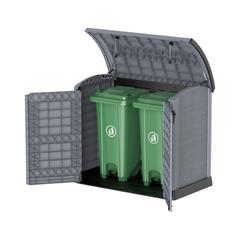 Cosmoplast Cedargrain Plastic Small Storage Shed W/Arc Lid (1200 L, Dark Grey)