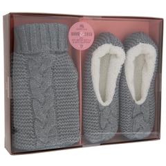Aroma Home Warm & Cosy Mini Hot Water Bottle Cover & Slippers (500 ml, Grey)