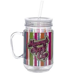 Spoontiques Mommy's Sippy Cup Mason Jar with Straw (17 cm, 532 ml)