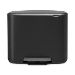 Brabantia Bo Stainless Steel Pedal Bin (11+23 L, Matt Black)