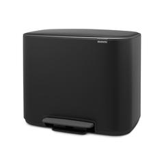 Brabantia Bo Stainless Steel Pedal Bin (11+23 L, Matt Black)