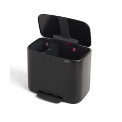 Brabantia Bo Stainless Steel Pedal Bin (11+23 L, Matt Black)
