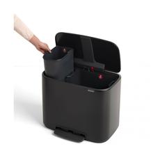 Brabantia Bo Stainless Steel Pedal Bin (11+23 L, Matt Black)
