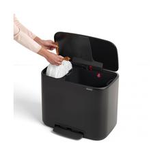 Brabantia Bo Stainless Steel Pedal Bin (11+23 L, Matt Black)