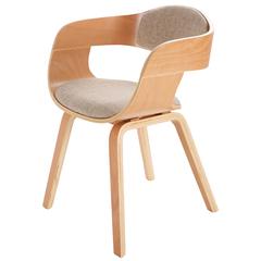 Tiger Wood Chair with Cushion (52 x 52 cm, Beige)
