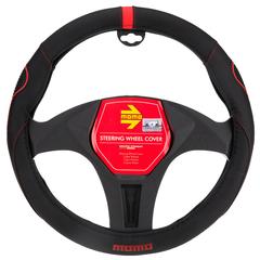 Momo PU Steering Wheel Cover (Black & Red)