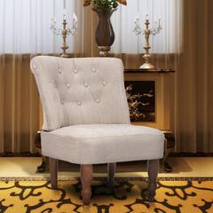vidaXL Wood & Fabric French Chair (46 x 52 x 34 cm, Cream)