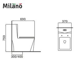 Milano Ceramic Water Closet, 1310 (70 x 38 x 82 cm)