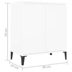 vidaXL Engineered Wood Sideboard W/Metal Legs (60 x 35 x 70 cm, White)