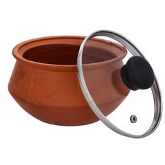 Olsenmark Traditional Cookware Clay Handi W/Glass Lid, OMCP6028 (1 L, 15 cm)