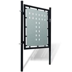 vidaXL Black Single Door Fence Gate 100 x 125 cm