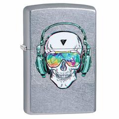 Zippo Skull Headphone Design Windproof Lighter, 29855 (Street Chrome)