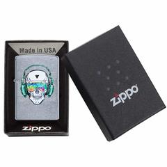 Zippo Skull Headphone Design Windproof Lighter, 29855 (Street Chrome)