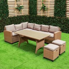 Albany 7-Seater Rattan & Steel Sofa Set W/Cushions Danube Home