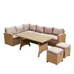 Albany 7-Seater Rattan & Steel Sofa Set W/Cushions Danube Home