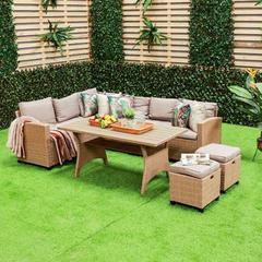 Albany 7-Seater Rattan & Steel Sofa Set W/Cushions Danube Home