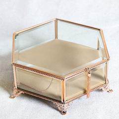 Danube Home Caroline Metal Glass & Velvet Jewellery Box (24 x 24 x 9 cm)