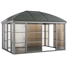 New Montero Rectangle Aluminum Gazebo W/Sliding Doors Danube Home (3 x 4 m)