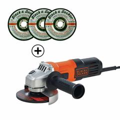 Black+Decker Corded Angle Grinder, G650-B5  (650 W) + Discs Set (3 Pc.)