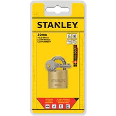 قفل نحاسي قياسي مع 3 مفاتيح ستانلي (30 مم)