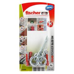 Fischer DuoPower Universal Plug W/ Eye Screw Pack (0.6 x 3 cm, 4 Pc.)