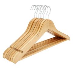 Wooden Flat Hanger W/ Round Bar (44.5 cm, 8 pcs)