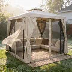 Steel Gazebo W/Mosquito Net Living Accents (300 x 400 x 265 cm)