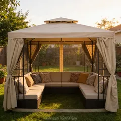 Steel Gazebo W/Mosquito Net Living Accents (300 x 400 x 265 cm)