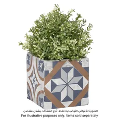 أصيص زرع مربع مزين بالبلاط البرتغالي فولن فروتس (13.4 × 13.4 × 12.9 سم، كبير)
