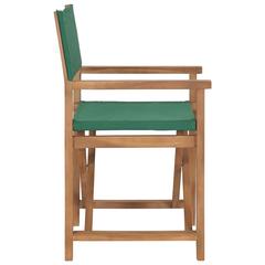 vidaXL Director's Chairs 2 pcs Solid Teak Wood Green