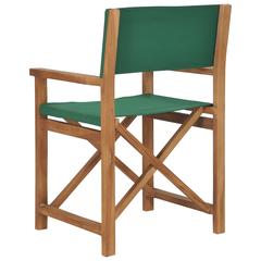 vidaXL Director's Chairs 2 pcs Solid Teak Wood Green
