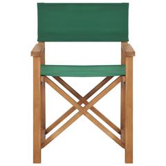 vidaXL Director's Chairs 2 pcs Solid Teak Wood Green