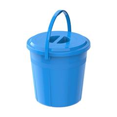 Cosmoplast DX Round Plastic Bucket W/Lid & Handle (15 L, Light Blue)