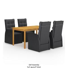 vidaXL 5-Piece Garden Dining Set 150 x 90 x 74 cm Black