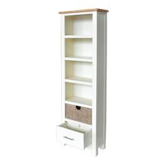 Kansas Wooden Slim Bookcase W/Drawers & Baskets (50 x 25 x 165 cm)