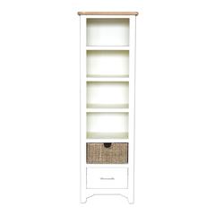 Kansas Wooden Slim Bookcase W/Drawers & Baskets (50 x 25 x 165 cm)