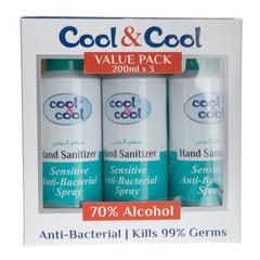 Cool & Cool Sensitive Hand Sanitizer Spray (200 ml 3 Pc.)