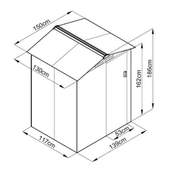 Archer Galvanized Garden Shed (150 x 130 x 186 cm)