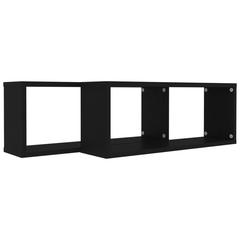 vidaXL Wall Cube Shelf 2 pcs Black 60x15x23 cm Engineered Wood