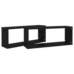 vidaXL Wall Cube Shelf 2 pcs Black 60x15x23 cm Engineered Wood