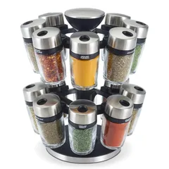 Cole and Mason Herb & Spice Carousel (Silver, 16 Jars.)