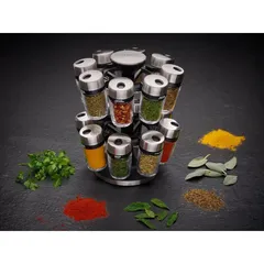 Cole and Mason Herb & Spice Carousel (Silver, 16 Jars.)