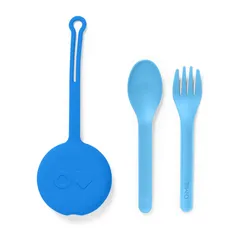 OmieLife OmiePod Kids Utensil & Holder Set (3 Pc., Capri Blue)