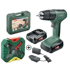 Bosch Cordless Universal Impact 18 Combi Drill (18 V) + X-Line Classic Drill & Screwdriver Bit Set