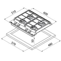 Teka Built-In 4-Burner Gas Hob, GZC 64300 BK (5 x 60 x 51 cm)