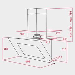 Teka Wall Mounted Chimney Hood, DVT 98660 (86-116 x 90 x 41.8 cm)