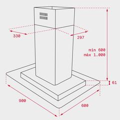 Teka Island Chimney Hood, DG3 985 (60-106.1 x 90 x 60 cm)