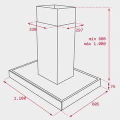 Teka Island Chimney Hood, DPL 1185 (60-107.5 x 110 x 60.5 cm)